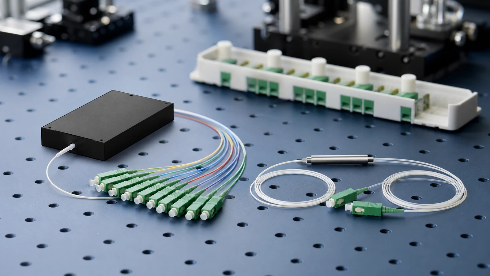 PLC splitter module and FBT coupler arranged for optical engineering comparison